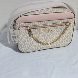 Michael Kors Pink and Cream Crossbody Bag